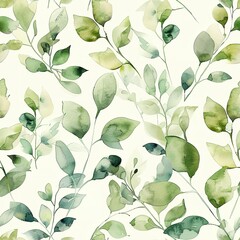 Delicate watercolor sprigs, seamless pattern, soft green huess. Seamless Pattern, Fabric Pattern, Tumbler Wrap, Mug Wrap.