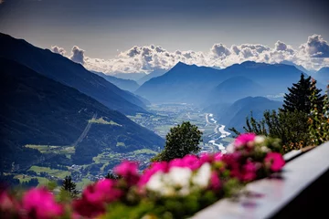 Fotobehang Scenic view from Mösern near Seefeld in Tyrol, Austria, overlooking the stunning Inntal valley. © Marcel Otterspeer