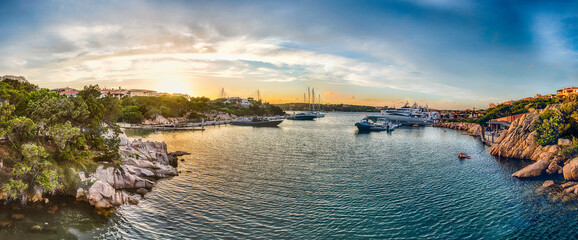 Fototapeta premium Sunset in Porto Cervo, heart of Sardinia, Italy