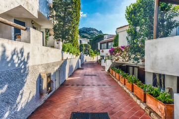 Obraz premium The scenic village of Poltu Quatu, Sardinia, Italy