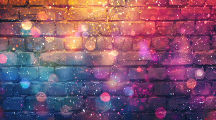 Empty brick wall background, night view, neon light  ,brick wall pattern background with colorful futuristic neon lights ,brick wall pattern background with colorful futuristic neon lights