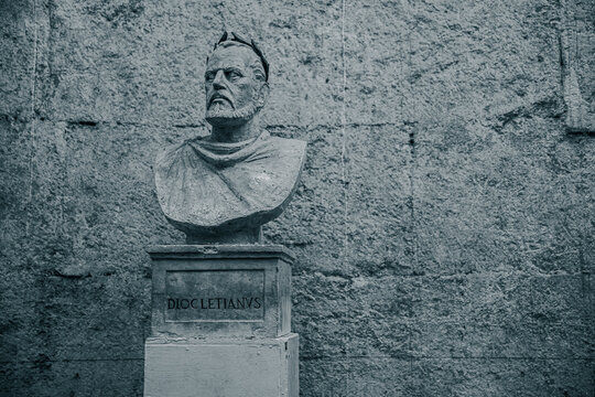 Statue of Diocletian in the palace of the city of Split Croatia
