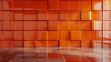 Square 3D Wall background with tiles Semi gloss - obrazy, fototapety, plakaty