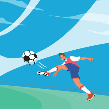 The image depicts a vivid illustration of various athletes engaged in badminton and football activities, emphasizing movement and sporting dynamics in a stylized and exaggerated form.
