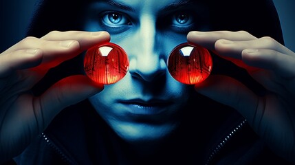 Red pill reveals harsh reality, blue pill maintains the facade, the eternal choice.