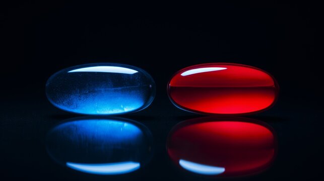 Red pill reveals harsh reality, blue pill maintains the facade, the eternal choice.