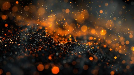 Black Orange Grey Vibrant Retro Bokeh Gradient Background with Texture Overlay, Abstract Retro Vibe Shine Bright Light and Glow Background Template