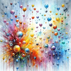 watercolor paints, rain drops of window 
