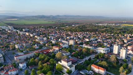 Nova Zagora Bulgaria drone city view aerial panorama