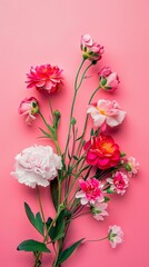 top view of bouquet lies on the studio background