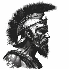black and cartoon illustration of a ancient warrior