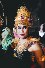 Young Balinese Woman Portrait Wearing Traditional Costume In Bali, Indonesia