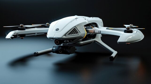 Sleek White Robotic Drone Revolutionizing Efficient Package Delivery Services