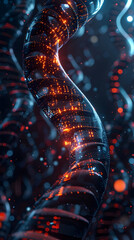 Genetic Modification Intersects with Quantum Computing Supremacy in Futuristic Digital - obrazy, fototapety, plakaty