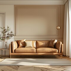 Contemporary Elegance: Luxe Living with Beige Leather Sofa