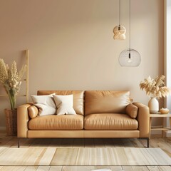 Contemporary Elegance: Luxe Living with Beige Leather Sofa