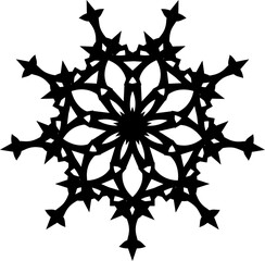 Complex black mandala with star-like and floral elements for meditation, spirituality, and intricate design concepts