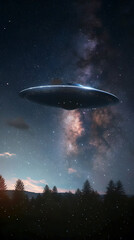 Unidentified Flying Object Sighting in the Serene Night Sky with Cinematic Photographic Style