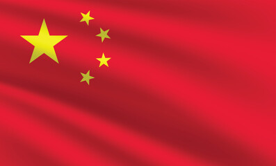 China national flag vector illustration. China national flag. Waving China flag.
