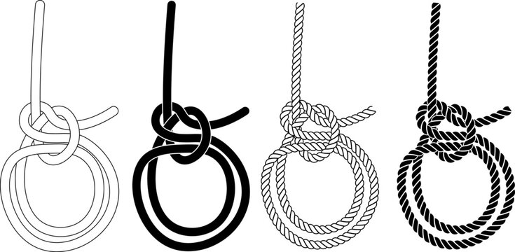 Portuguese bowline rope knot icon set