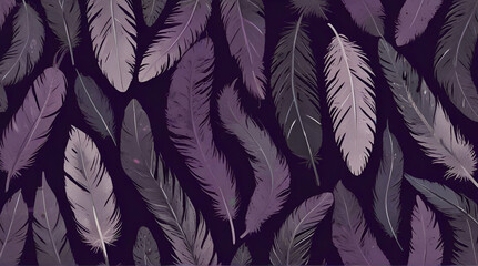 Feathers on a purple background, suitable for design Mardi Gras celebration.generative.ai - obrazy, fototapety, plakaty