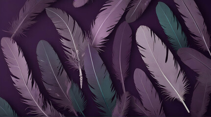 Feathers on a purple background, suitable for design Mardi Gras celebration.generative.ai