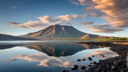  Imagine a majestic mountain landscape with a serene lake nestled at its base. © Ali Khan