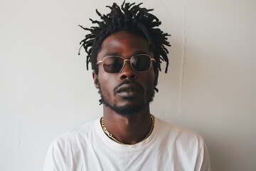 Fototapeta premium Man wearing sunglasses and white shirt