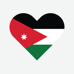 Jordan national flag vector illustration. Jordan Heart flag. 
