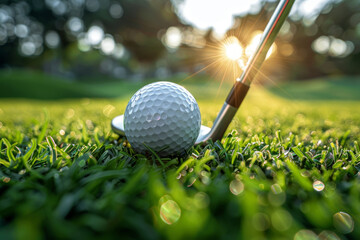 Serene Sunset Golf Game on Lush Green