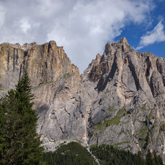 Panoramic Views of the Majestic Dolomites near Canazei on SS242