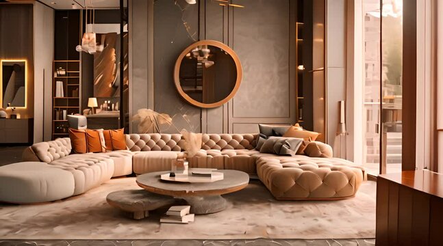 Trending home decoration, a living room and trend furniture, luxury style, utilizes.