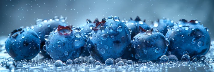 Poster Fresh Blueberries with Water Droplets in Close-Up © smth.design