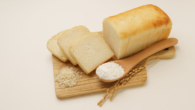 米粉パン・イメージ｜米粉パンと米粉と白米と稲穂