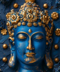 Obraz premium Blue statue with gold decorations