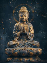Buddha statue sitting on top of a table