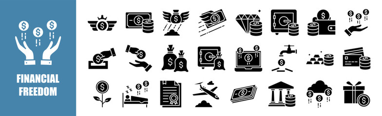 Financial Freedom icon set for design elements	

