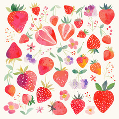 seamless pattern with strawberries