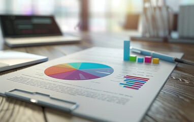 Business Report Featuring 3D Graphs and Charts - market research, financial presentation.