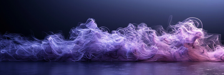 Ethereal Purple Smoke Waves on Dark Background - obrazy, fototapety, plakaty