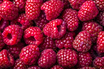 Ripe and fresh raspberries close-up