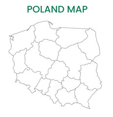 High detailed map of Poland. Outline map of Poland. Europe