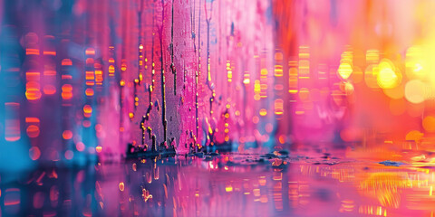 Vibrant Abstract Urban Reflections in Water with Colorful Bokeh Lights