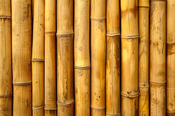 Golden bamboo stems close up