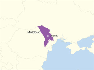 High detailed map of Moldova. Outline map of Moldova. Europe