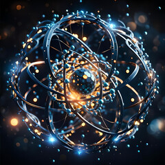 Quantum physics concept of atoms interactions. Generative Ai - 783692962