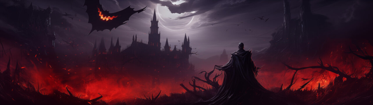 Gothic Fantasy Castle with Red Atmosphere