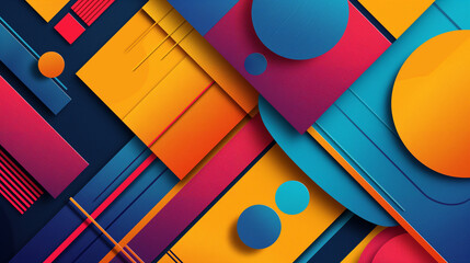 Abstract colorful geometric concept illustration. Creative modern geometry shapes with fun. Generative AI