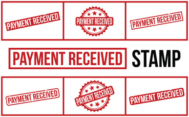 Red Payment Received Rubber Stamp Set Vector