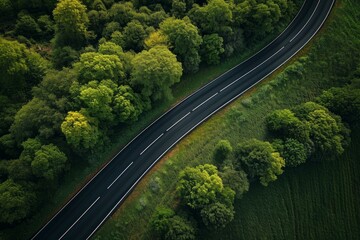 Barren Asphalt road birdview. Transport road. Generate Ai